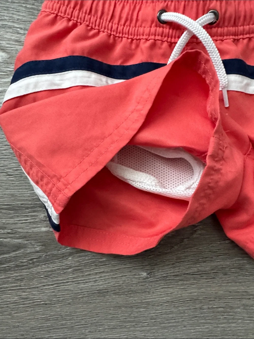 Carter's Coral Swim Trunks with Navy and White Stripes Size 3T